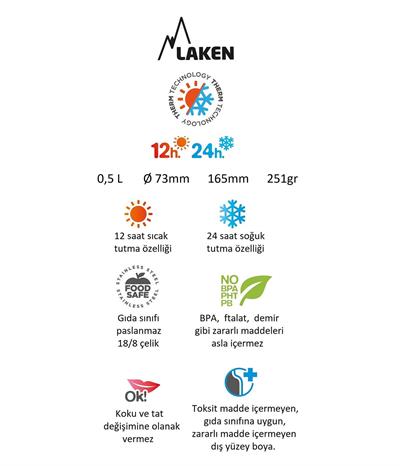Laken Çelik 18/8 Termos+Neopren Kılflı 0,50L - Mavi LK180050A