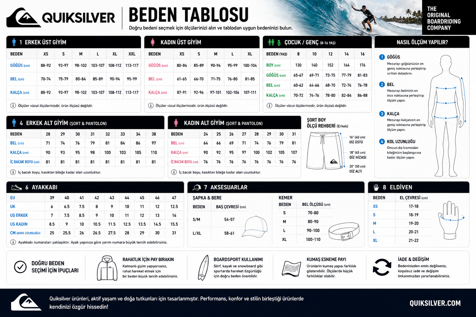 Quiksilver beden tablosu