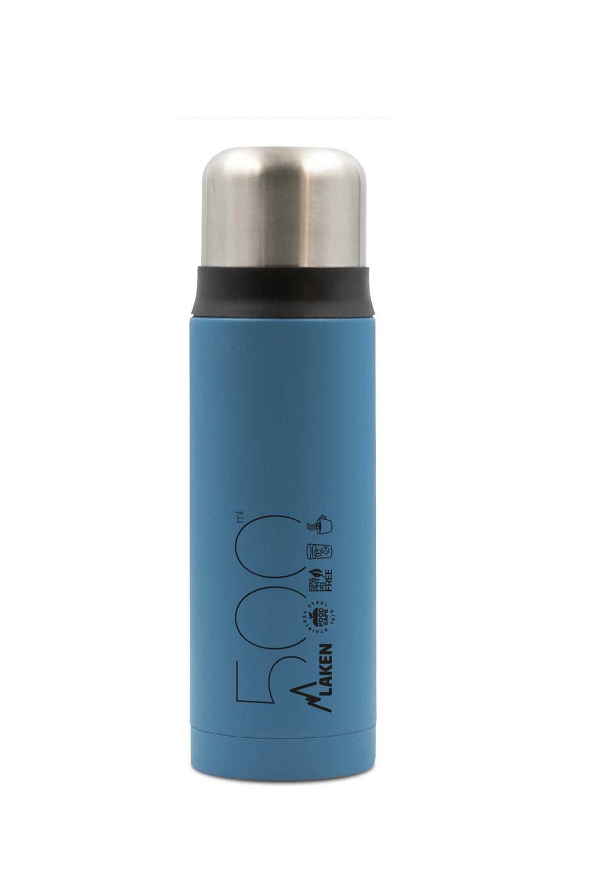 Laken Çelik 18/8 Bardak Kapaklı Termos Şişe 0,50L - Mavi LK1850A