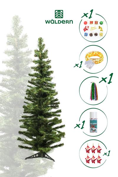 120 Cm Yılbaşı Çam Ağaç Seti 5 Metre Peri Ledli Ve Yılbaşı Süsleri Paketi Kar Spreyi