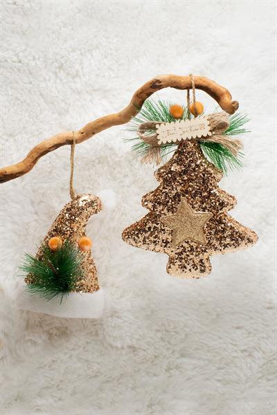 2li Mix Simli Ağaç Şapka Yılbaşı Ağacı Süsü 10cm