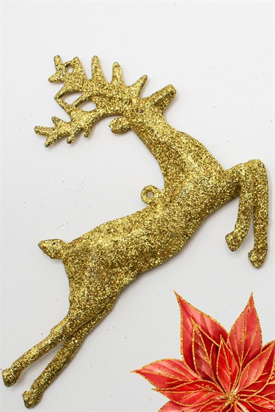 2li Run Geyik Gold-kırmızı Yılbaşı Çam Ağacı Süsü