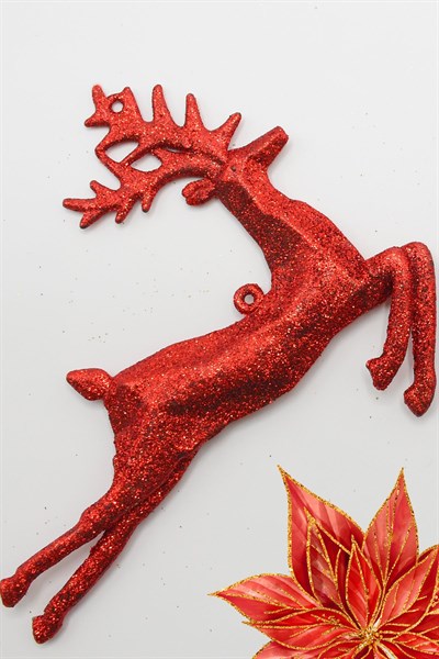 2li Run Geyik Gold-kırmızı Yılbaşı Çam Ağacı Süsü