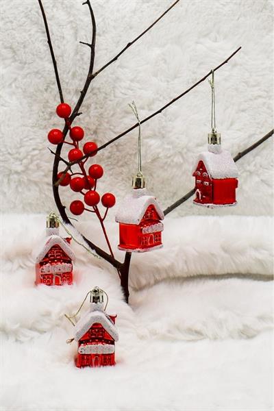 4lü Ev Yılbaşı Ağacı Süsü 7 Cm