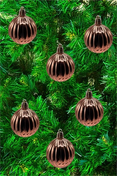 5 cm 12li Cici Top Parlak Yılbaşı Ağaç Süsü Bakır