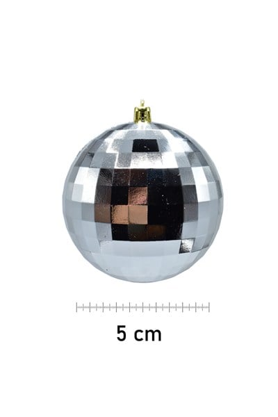 5 cm Cici Top 12li Disko Parlak Gümüş Yılbaşı Süsü