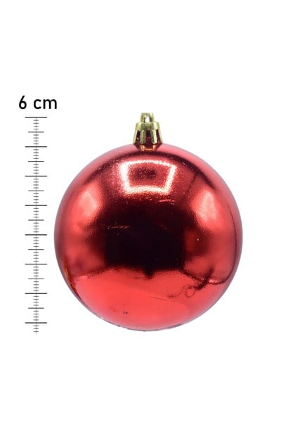 6 cm 6lı Kırmızı Cici Top Yılbaşı Ağacı Süsü