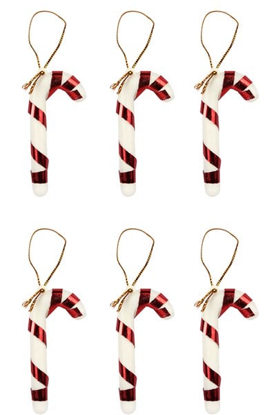 6lı Şeker Kamışı Yılbaşı Süs 17cm XL