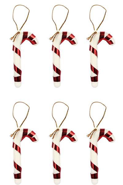 6lı Şeker Kamışı Yılbaşı Süs 17cm XL