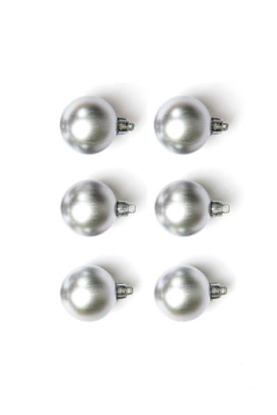 6lı Yılbaşı Çam Ağacı Topu 4cm Gümüş