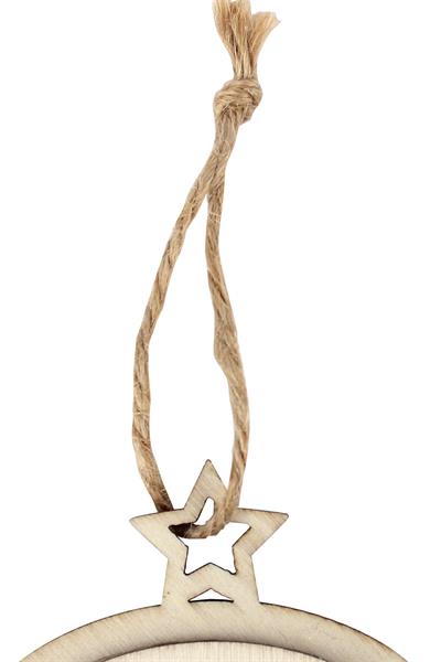 Ahşap Yuvarlak Yılbaşı Süs 10*12cm