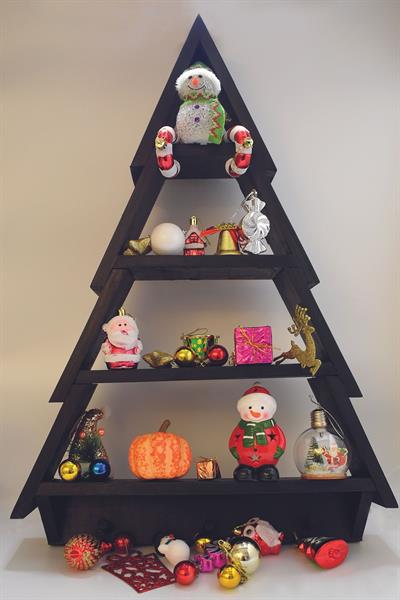 Askılıklı Dekoratif Masif Doğal Ahşap Büyük Boy 4 Katlı Duvar Rafı, Kitaplık,siyah