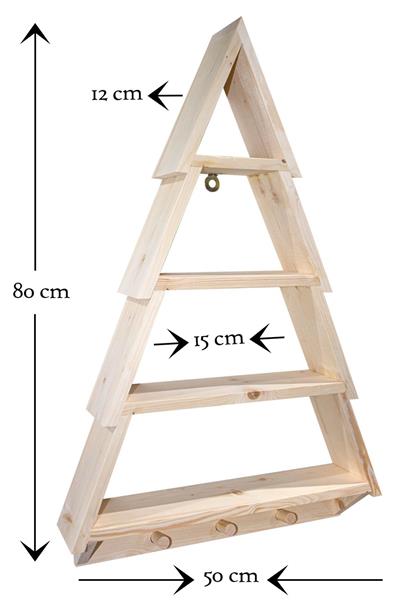 Askılıklı Dekoratif Masif Doğal Ahşap Büyük Boy 4 Katlı Duvar Rafı, Kitaplık,