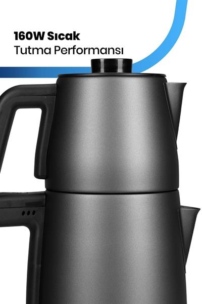 Chaidem Xl 2200 Watt Paslanmaz Çelik Damlatmaz Çelik Çay Makinesi Ve Su Isıtıcısı Antrasit