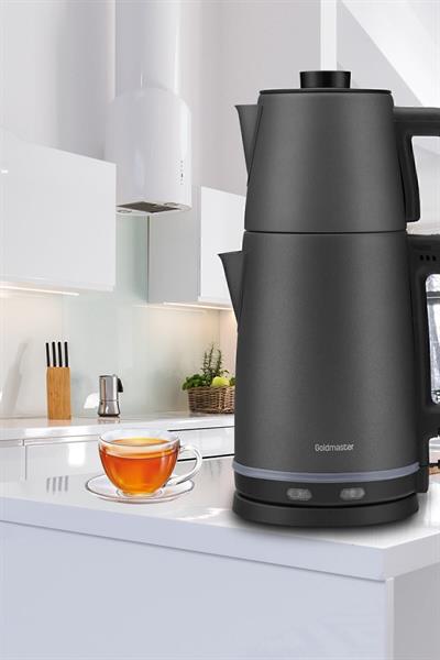 Chaidem Xl 2200 Watt Paslanmaz Çelik Damlatmaz Çelik Çay Makinesi Ve Su Isıtıcısı Antrasit