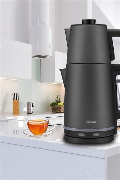 Chaidem Xl 2200 Watt Paslanmaz Çelik Damlatmaz Çelik Çay Makinesi Ve Su Isıtıcısı Antrasit