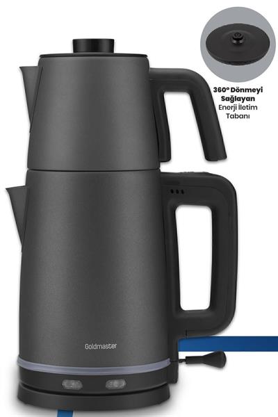 Chaidem Xl 2200 Watt Paslanmaz Çelik Damlatmaz Çelik Çay Makinesi Ve Su Isıtıcısı Antrasit