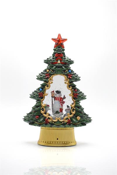 Dekoratif Çam Ağacı Kar Küresi Kardan Adam Yılbaşı Süsü 37cm