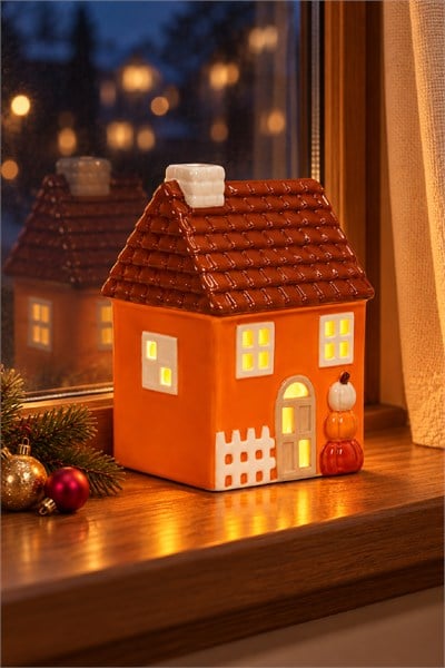 Dekoratif Yılbaşı Işıklı Noel Seramik Ev Yılbaşı Süs 1