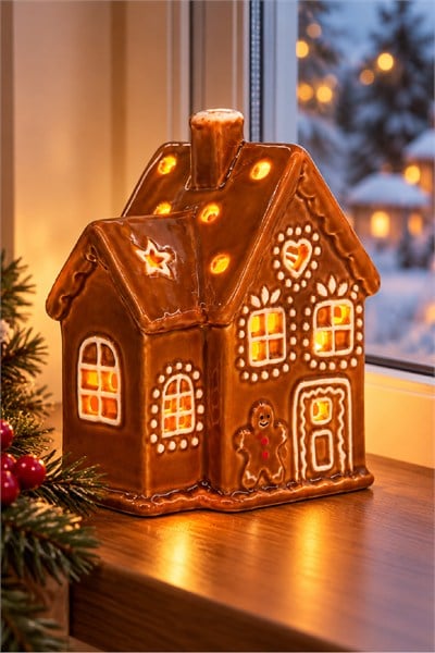 Dekoratif Yılbaşı Işıklı Noel Seramik Ev Yılbaşı Süs 4