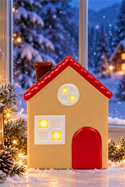 Dekoratif Yılbaşı Işıklı Noel Seramik Ev Yılbaşı Süs 3