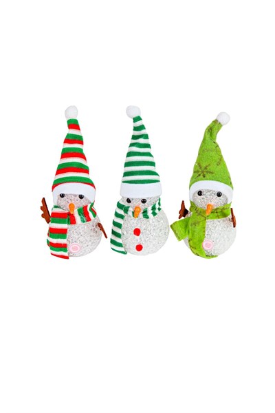 Dekoratif Yılbaşı Süsü Işıklı Kardan Adam 15 Cm