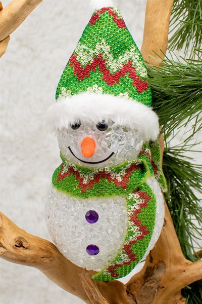 Dekoratif Yılbaşı Süsü Işıklı Kardan Adam 15 Cm