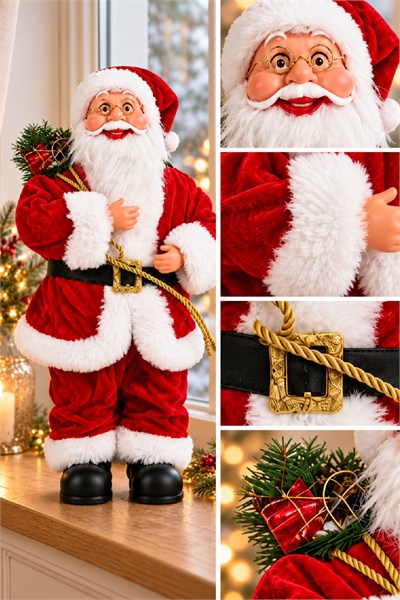 Fenerli Noel Baba Yılbaşı Süs Yeni Yıl Dekor Süs 40 cm