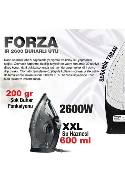 Forza 2600 Watt Seramik Tabanlı 200 gr Şok Buharlı Ütü