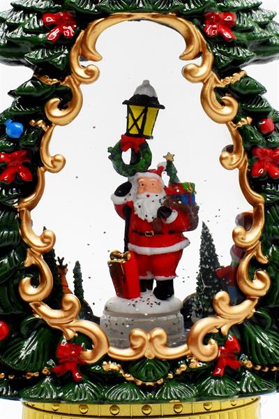 Luxury Dekoratif Çam Ağacı Kar Küresi Noel Baba Yılbaşı Süsü 37cm