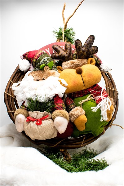 Luxury Dekoratif Mery Christmas 35cm Geyikli Kapı Süsü