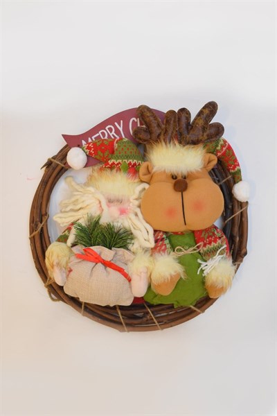 Luxury Dekoratif Mery Christmas 35cm Geyikli Kapı Süsü