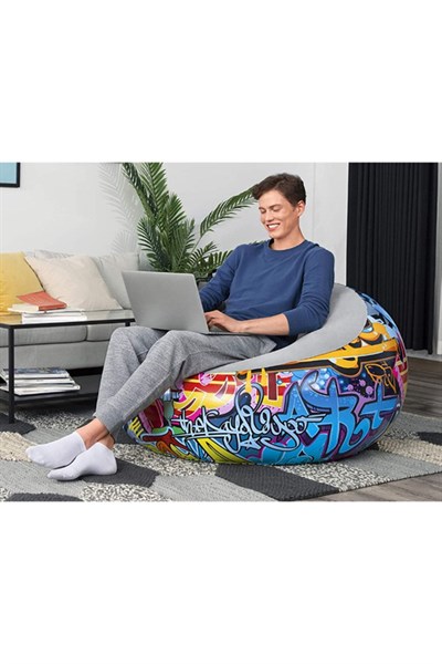 Luxury Şişme Puf Renkli Graffiti Desenli Koltuk 75075