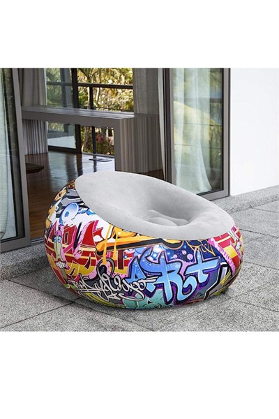 Luxury Şişme Puf Renkli Graffiti Desenli Koltuk 75075