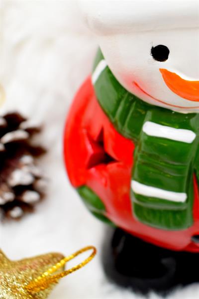 Luxury Yılbaşı Temalı Kardan Adam Mumluk Yılbaşı Süsü 14 Cm