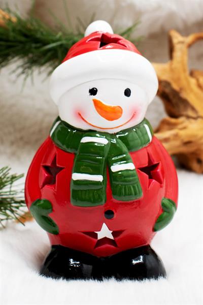 Luxury Yılbaşı Temalı Kardan Adam Mumluk Yılbaşı Süsü 14 Cm