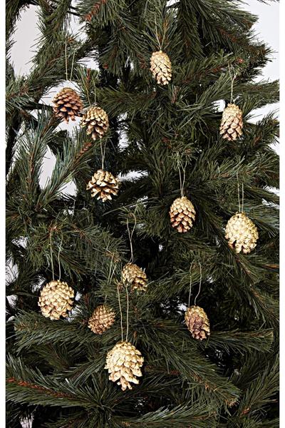 LxSp Yılbaşı Çam Ağacı Süsü Kozalak 12Li Altın ShpLx 1055529