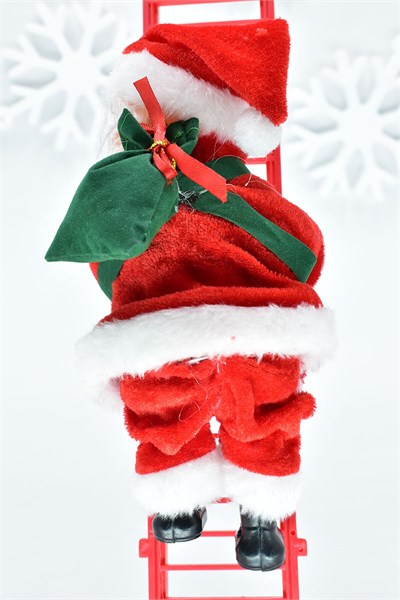 Merdivenli Tırmanan Noel Baba Dekoratif Yılbaşı Süsü