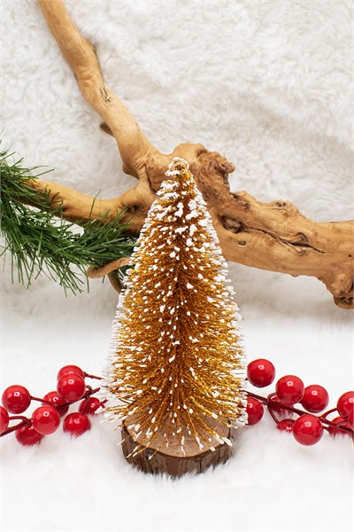 Mini Gold Çam Ağacı 15 CM Yılbaşı Süsü