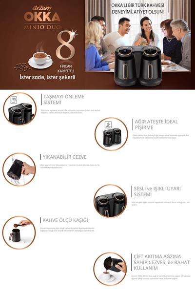 Okka Minio Duo Türk Kahvesi Makinesi 8 Fincan Kapasiteli Bakır - OK006-B