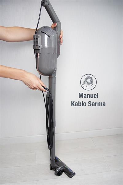 Pratic Aır Power P 1250 Antrasit Torbasız Dönebilen Turbo Başlıklı Dikey Süpürge .