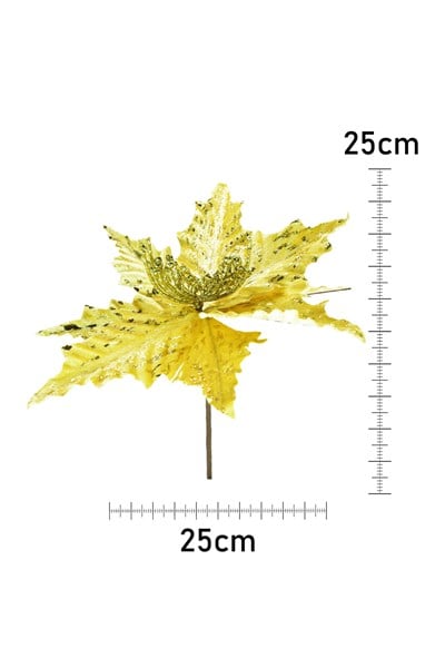 Premium 25*25 cm Yılbaşı Süs Yapay Çiçek Altın