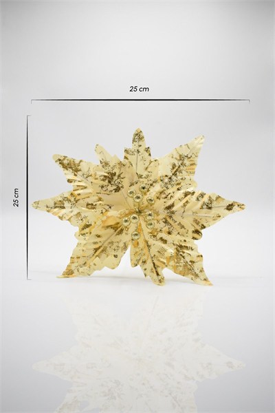 Premium 25*25 cm Yılbaşı Süs Yapay Çiçek Altın