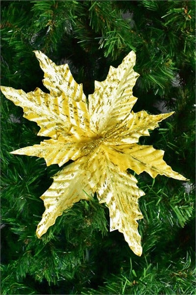 Premium 25*25 cm Yılbaşı Süs Yapay Çiçek Altın