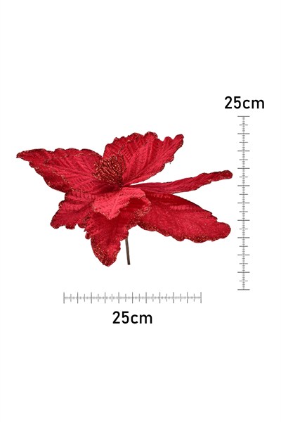 Premium 25*25 cm Yılbaşı Süs Yapay Çiçek Kırmızı