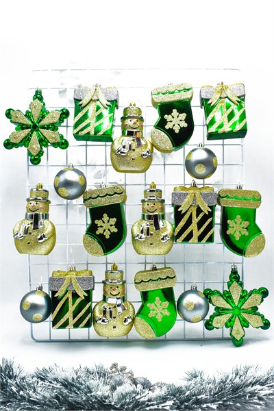 Premium Collection 18li Mix Yılbaşı Süsü Set Simli