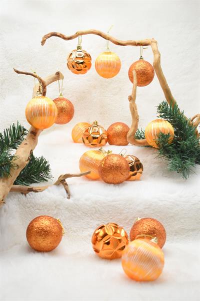 Premium Collection 24lü Luxury Turuncu Yılbaşı Süs Seti 6 cm