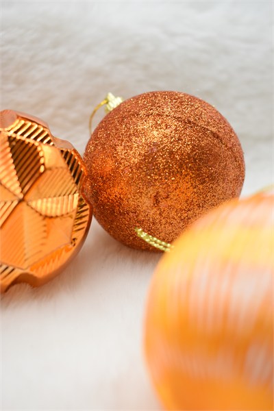 Premium Collection 24lü Luxury Turuncu Yılbaşı Süs Seti 6 cm Gold