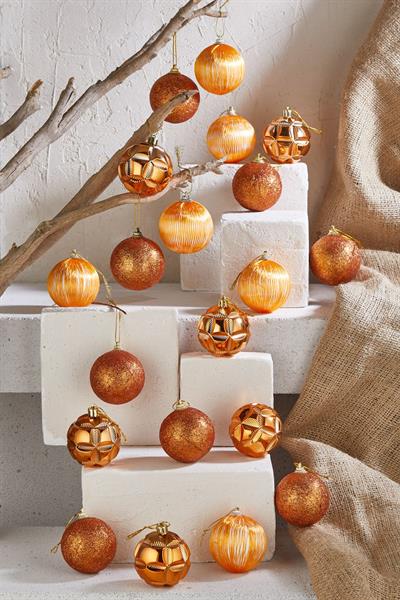 Premium Collection 24lü Luxury Turuncu Yılbaşı Süs Seti 6 cm