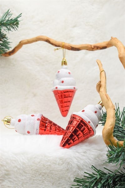 Premium Collection 3lü Dondurma Yılbaşı Süs 10*4 cm